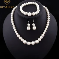 fashion classic imitation pearl silver plated clear crystal top elegant party gift fashion costume pearl jewelry sets n85