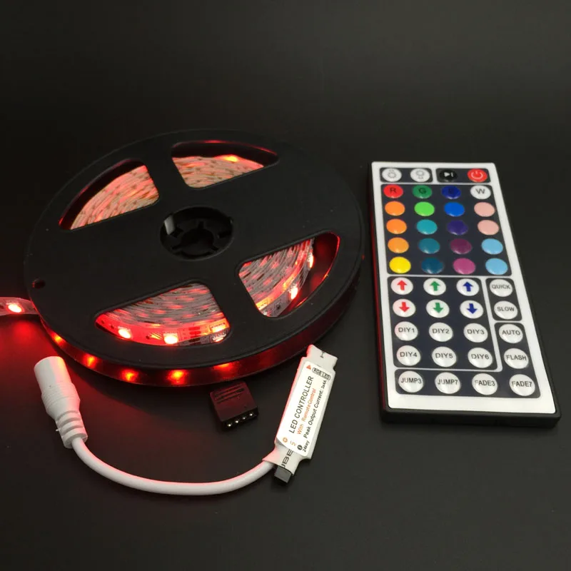 5050 60 светодиодный полосы 12 В 5 м не-Водонепроницаемый RGB светильник A + 44-клавишный