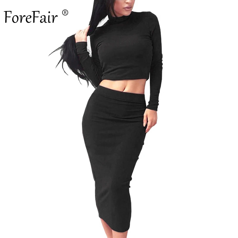 Женское облегающее платье ForeFair средней длины с длинным рукавом и высоким