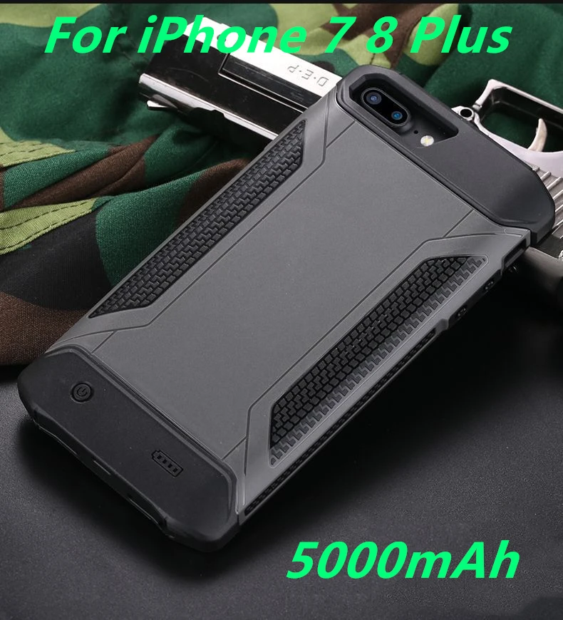 Чехол для аккумулятора 4000/5000 мАч для iPhone 6 6 S 7 8 Plus power Bank Charing Cases Armor Backup тонкая батарея зарядное устройство чехол задняя крышка - Цвет: I7P 8P-Gray