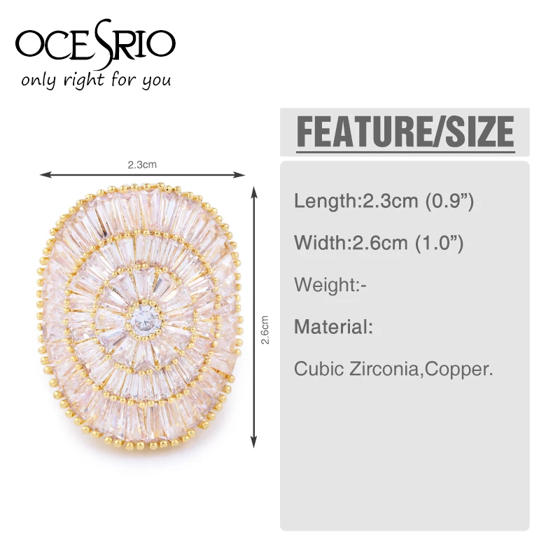 OCESRIO роскошный большой кольца для женщин Серебристый Овальный циркония с