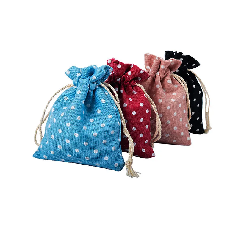 Джутовые подарочные пакеты в горошек 10x14 см|supply bag|supplies weddingsupplies jewelry |