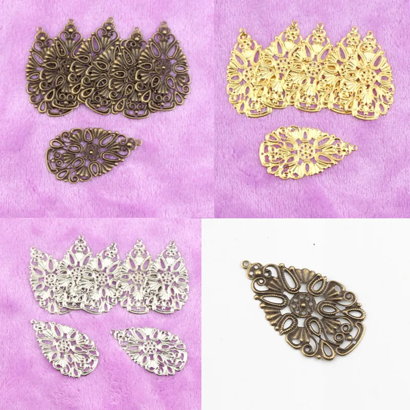 Выберите Цвет воды в форме капель 20 шт филигранные граненые Разъемы 28x48 мм