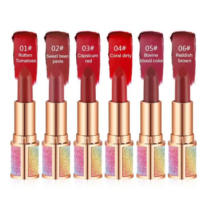 

New Starry Sky Lipsticks Moisturizing Velvet Lip Stick Easy to Color Nude Waterproof Lip Stick 6 Colors Sexy Makeup Lipsticks