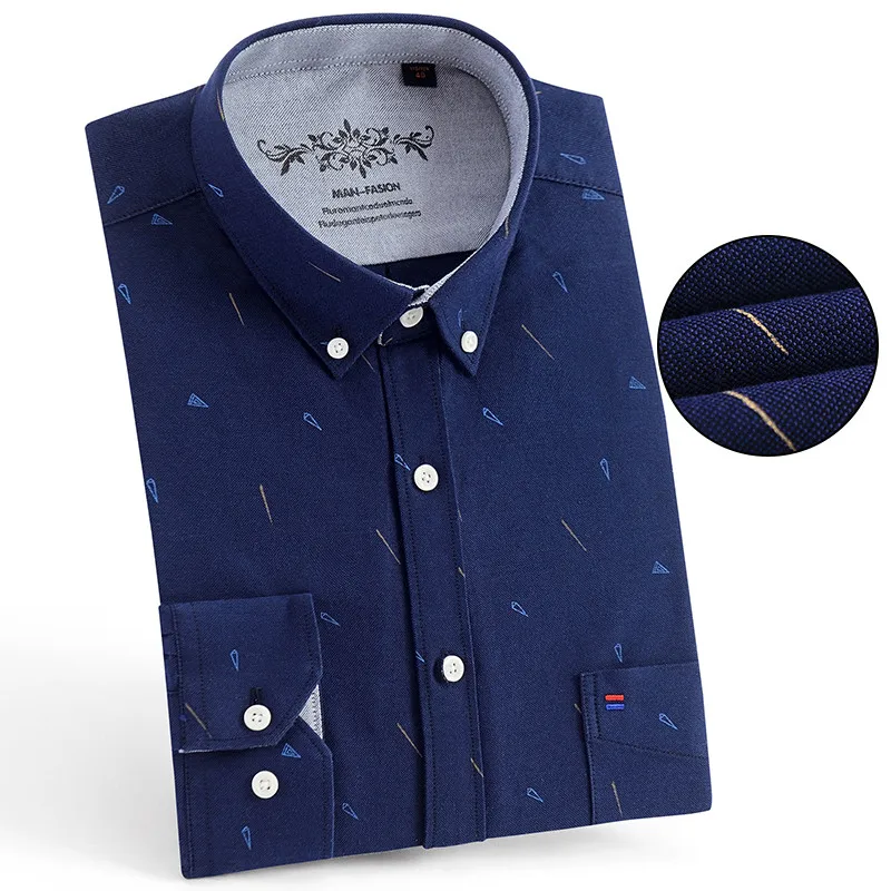 Высококачественная оксфордская полосатая рубашка с длинным рукавом camisa Manga Larga Hombre серая винтажная Мужская рубашка Camisa Masculina SlimFit Overhemd