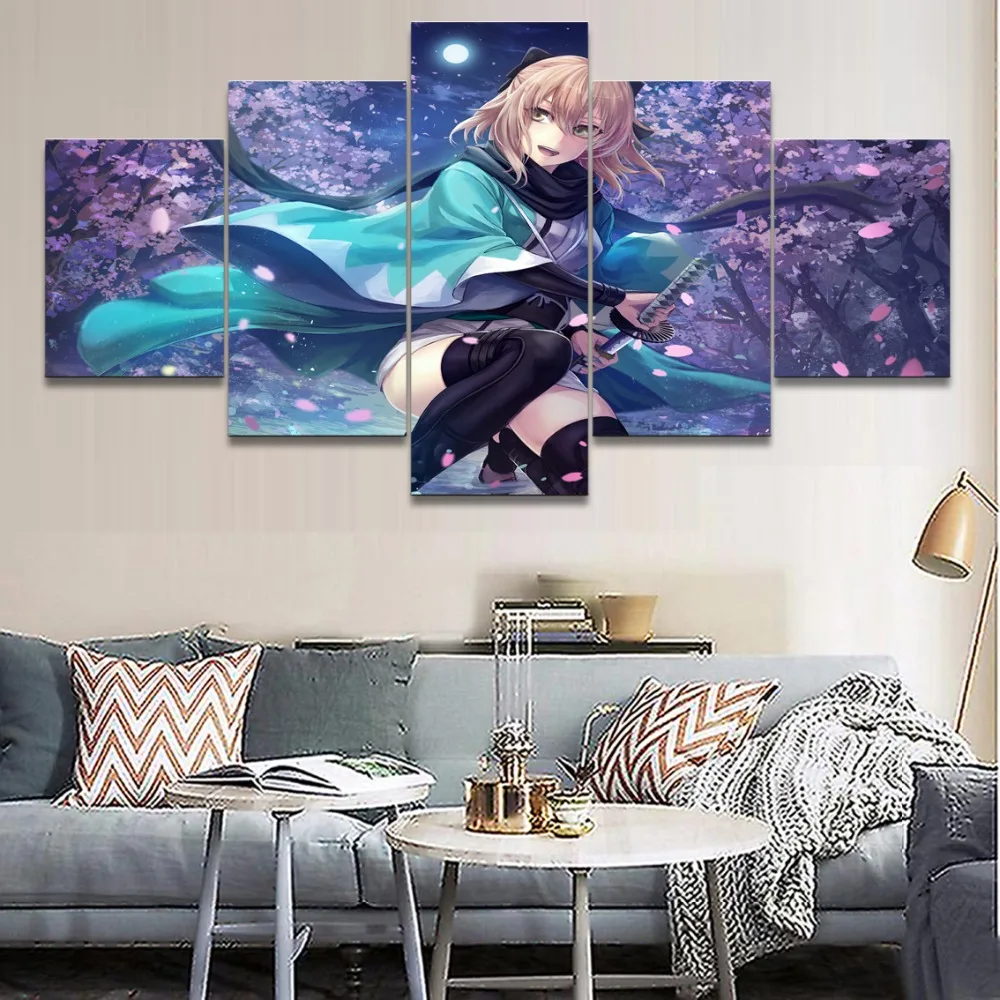 Картина на холсте настенное искусство украшение 5 шт. аниме Fate Grand Order Sakura Saber