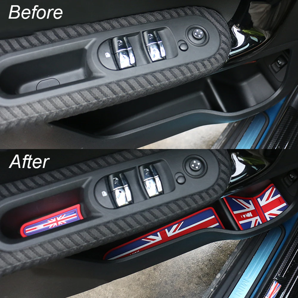 18PCS Union Jack Car Silicone Water Cup Gate Slot Mats Anti-Slip Pad For Mini Cooper S One d JCW F60 Countryman Accessories | Автомобили и
