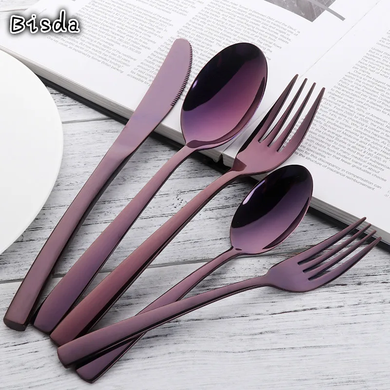 20 PCS High Quality Stainless Steel Flatware Cutlery Set Service for 8 Knife Fork Spoon Mirror Polished Dinnerware Set OEM Logo