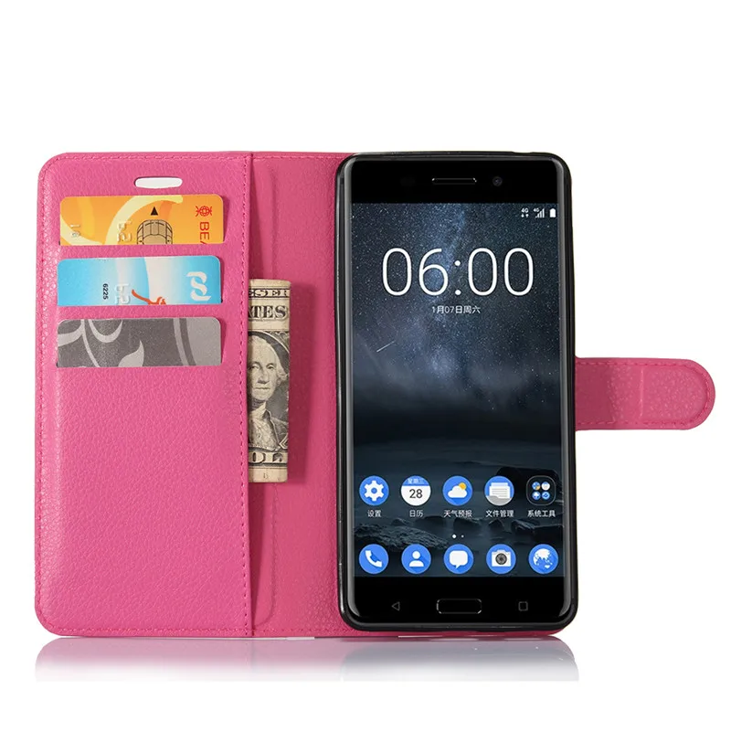 Чехол бумажник для Nokia 6 2017 кожаный чехол книжка TA 1021 1033 бампер из ТПУ с