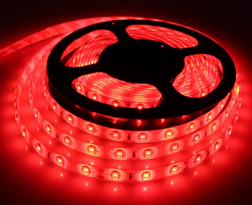 Светодиодные осветительные полосы 5 м/рулон 5630SMD гибкий 5730 Светодиодная лента DC12V Водонепроницаемый IP65+ 12 V 2A Мощность адаптер+ постоянного тока для подключения