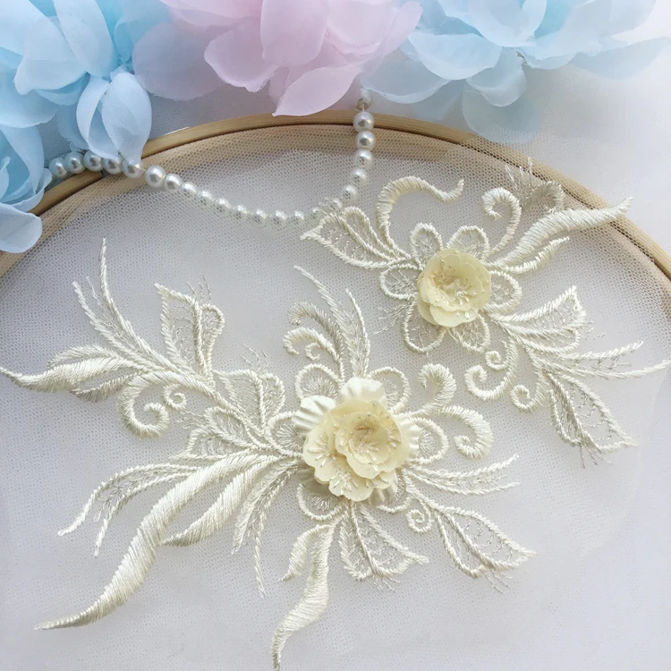 10Pcs/Lot 3D Lace Flower Patch Children's Dance Clothing Applique Tiara Costume Wedding Dress Feel Diy Fabric Accessories | Дом и сад