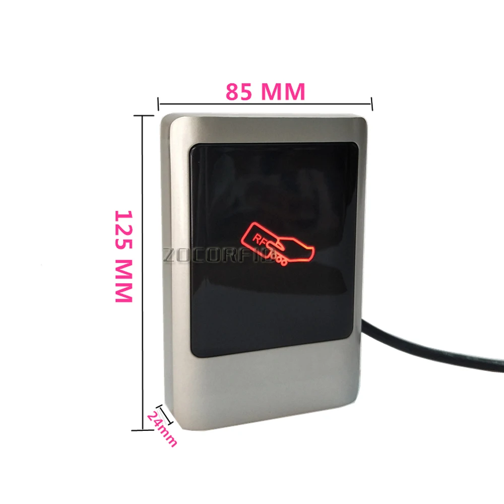 Водонепроницаемый металлический совместимый Бесконтактный RFID ID Card EM считыватель для контроля доступа с Wiegand 26 интерфейс DC9-14V+ брелоки