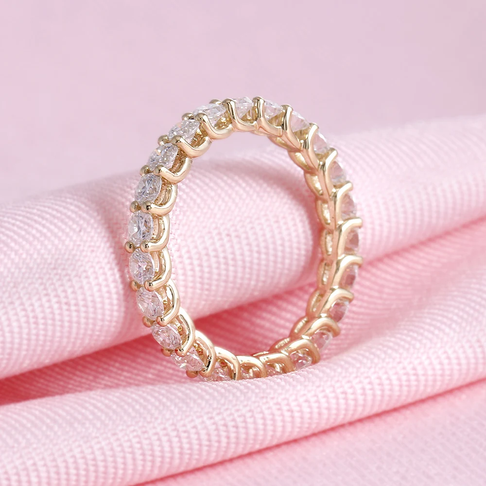 Обручальное кольцо TransGem 14K 585 из желтого золота 2,8 мм Moissnaite Eternity