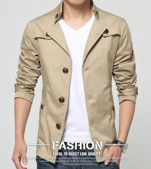 HM3031 khaki Новая мода горячая распродажа мужской большой размер хлопок куртки короткий Тренч Корея повседневное пальто черный синий серый хаки Пальто размера плюс 6XL - Цвет: HM3031 khaki