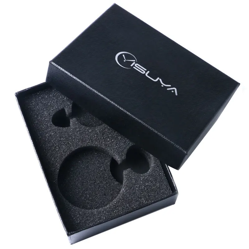 

YISUYA Quartz Pocket Watch Necklace Chain Black Stainless Steel Pendant Watches with Box Men Women Boys Girls Gift