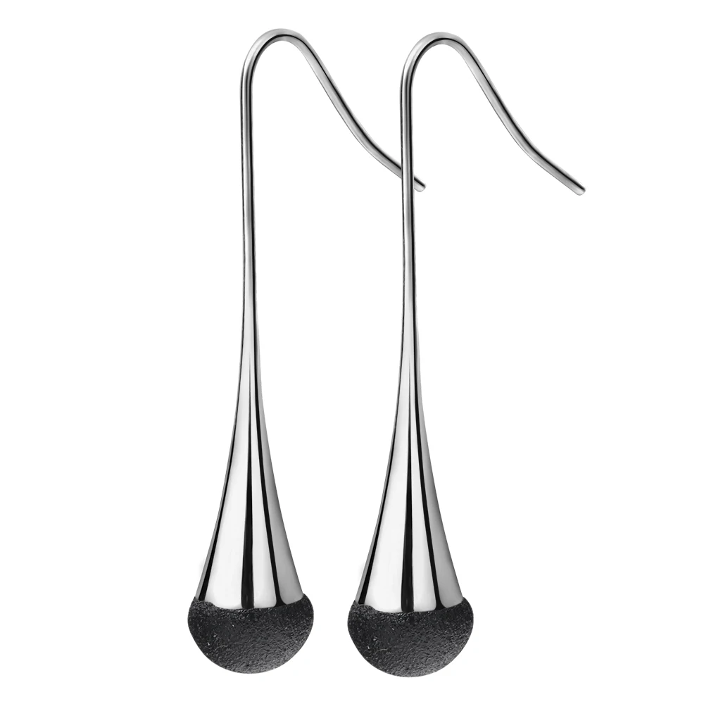 Женские модные черные/белые матовые серьги-капли из нержавеющей стали 2 цвета