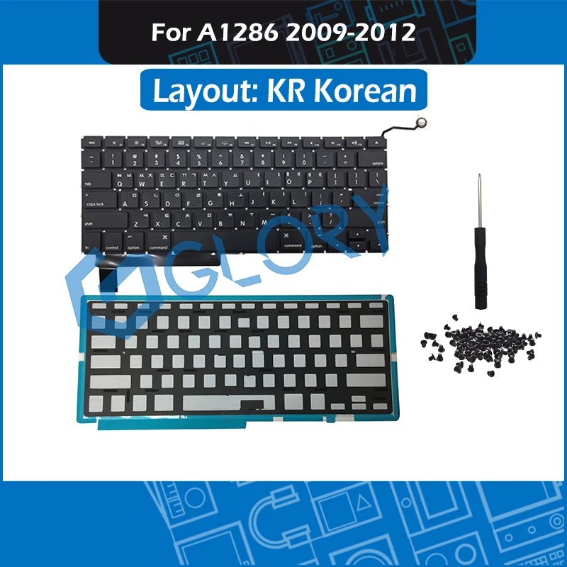 

New KR Standard A1286 Keyboard For Macbook Pro 15" A1286 Korean Keyboard with Backlight Screws 2009 2010 2011 2012