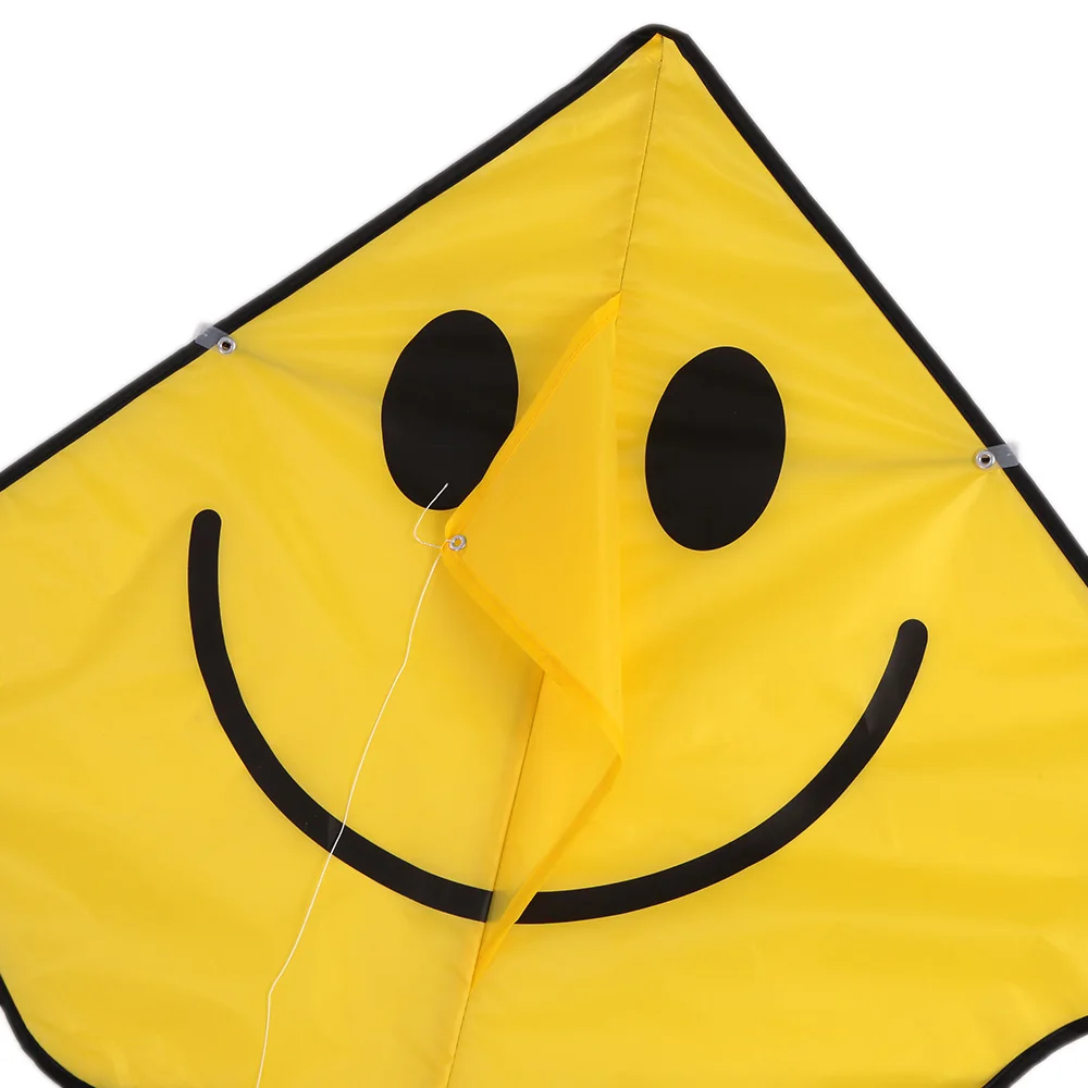 60* 80cm Children Outdoor Fun Fly Rainbow Nylon Kites Smiling Face Kite with Handle Line Good Flying Outdoor Sports Kite Toys