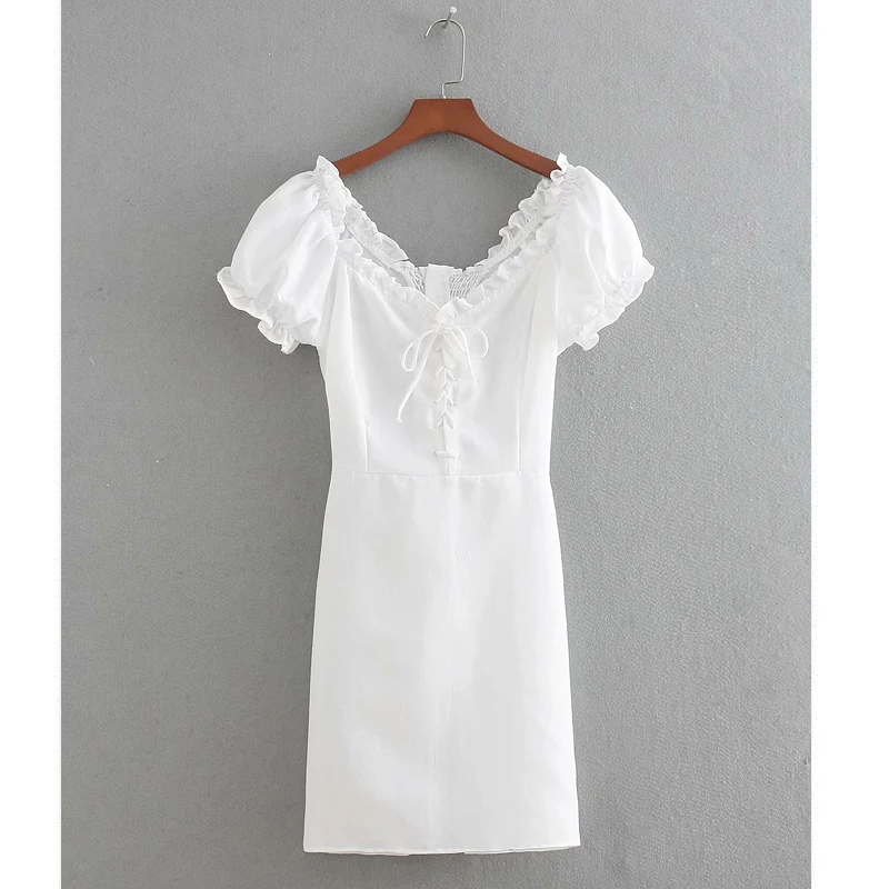 Женское винтажное платье с квадратным вырезом облегающее мини на молнии сзади