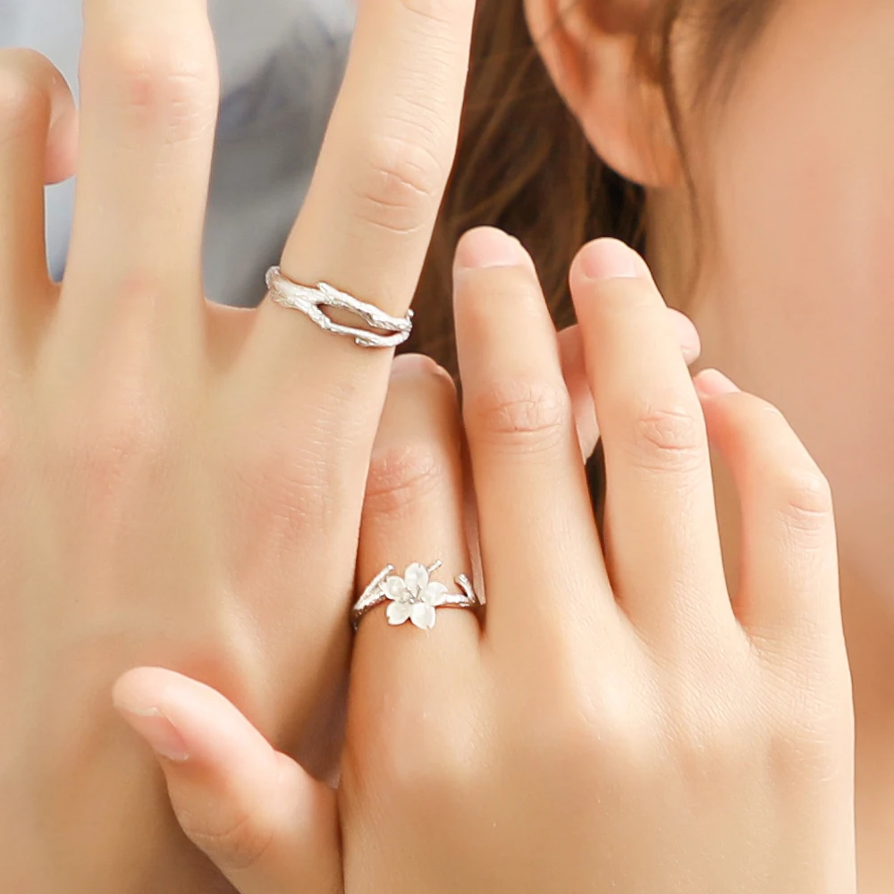 Женское кольцо с цветком вишни Thaya серебряное натуральным жемчугом s925 пробы