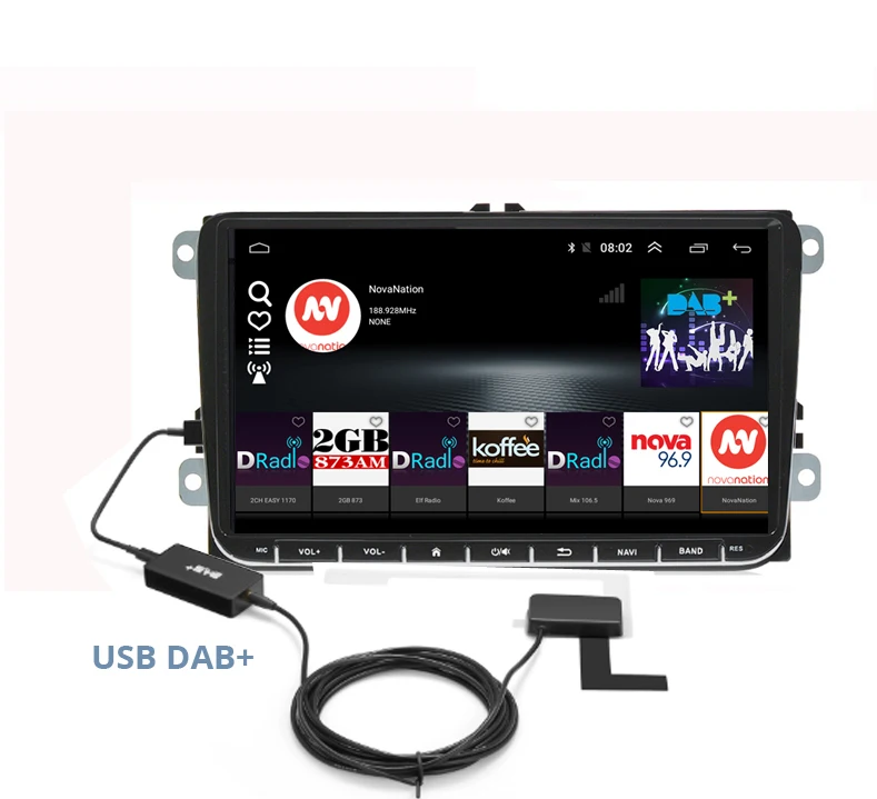 with USB DAB Автомобильный мультимедийный плеер Радио Android 2Din для Фольксваген Пассат автомобильный dvd-плеер для Skoda Octavia Golf tiguan Touran gps navi - Цвет: with USB DAB