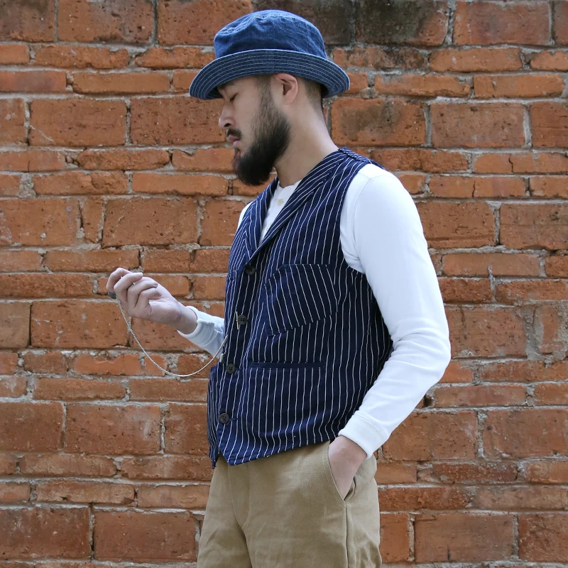 Винтажный Мужской жилет в полоску Bronson повседневный жилет|vest men casual|vest menmens casual vests