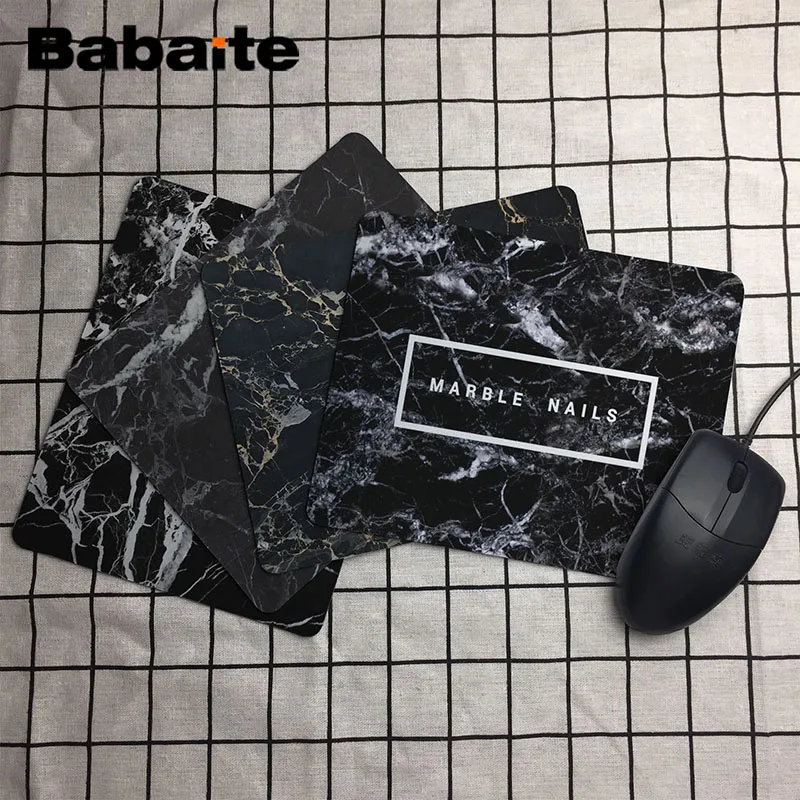 Коврик для мыши Babaite черный мраморный Забавный коврик 180X220X2MM 250X290X2MM Rectangel игровой