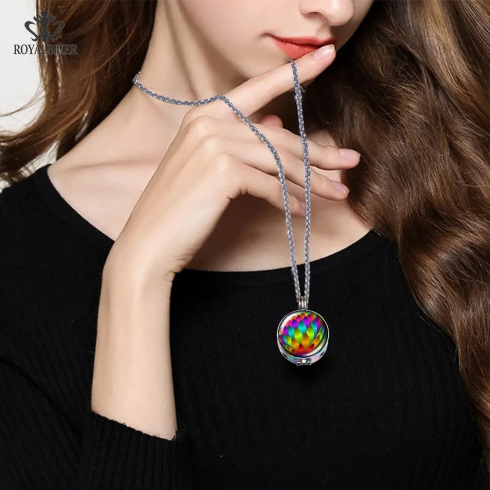 Винтажный яркий распылитель ожерелье Ароматерапия 25 мм стеклянный амулеты