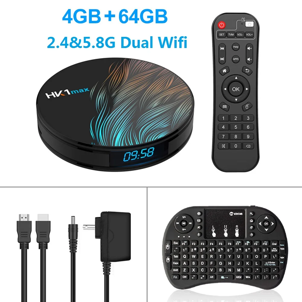 HK1 MAX Android 9,0 Smart tv Box Rockchip 4 Гб 64 ГБ 32 ГБ 128G 2,4/5,8G Wifi 1080P H.265 4K 60 кадров в секунду 2G 16G Google плеер телеприставка - Цвет: 4G64G normal i8