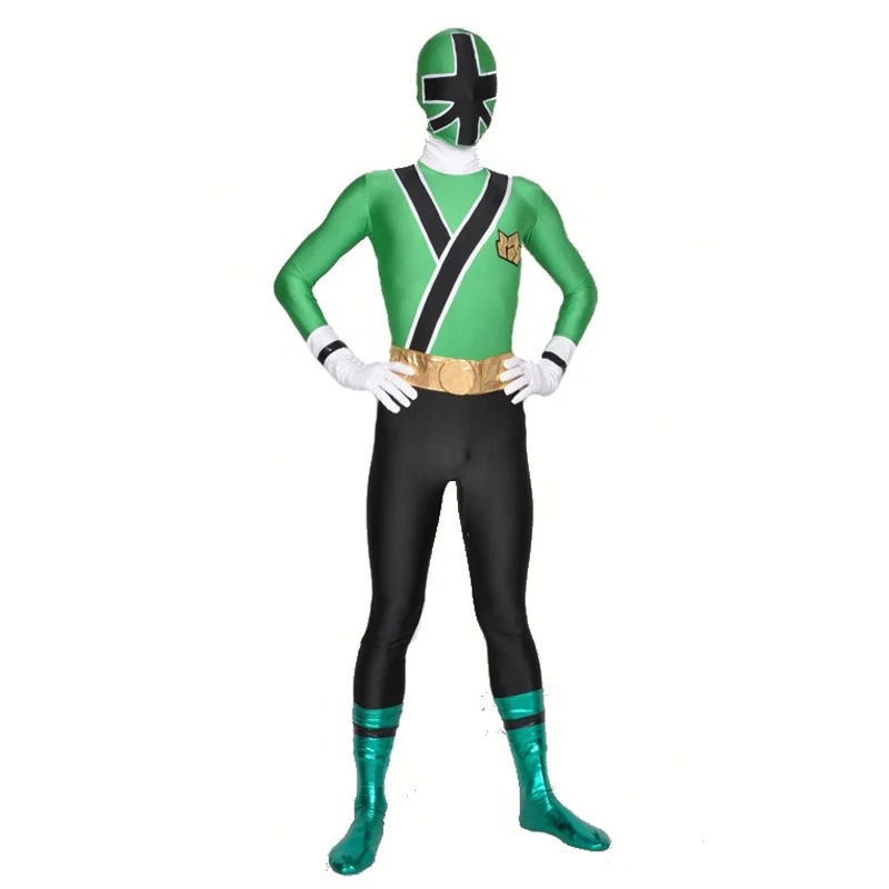 Samurai Green Детский карнавальный костюм самурая Сентай шинкенгера из лайкры, костюм самурая рейнджера на Хэллоуин, красный/розовый/синий/зеленый/желтый костюм рейнджера - Цвет: Samurai Green
