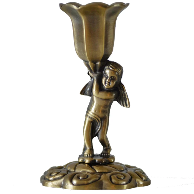 

Europe Retro Candlestick Bronze Angel candle holders Vintage Antique Candlestick Restaurant Candle Holder Home tabletop decorat