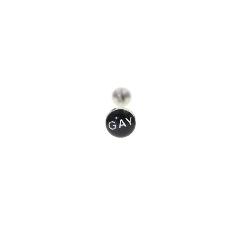 Gay 1.6x16mm 1 шт. уникальный дизайн дерева язык пирсинг кольцо для соска Пирсинг в форме гантели ювелирные изделия Percing кольца в язык штанги кольцо - Окраска металла: Gay 1.6x16mm