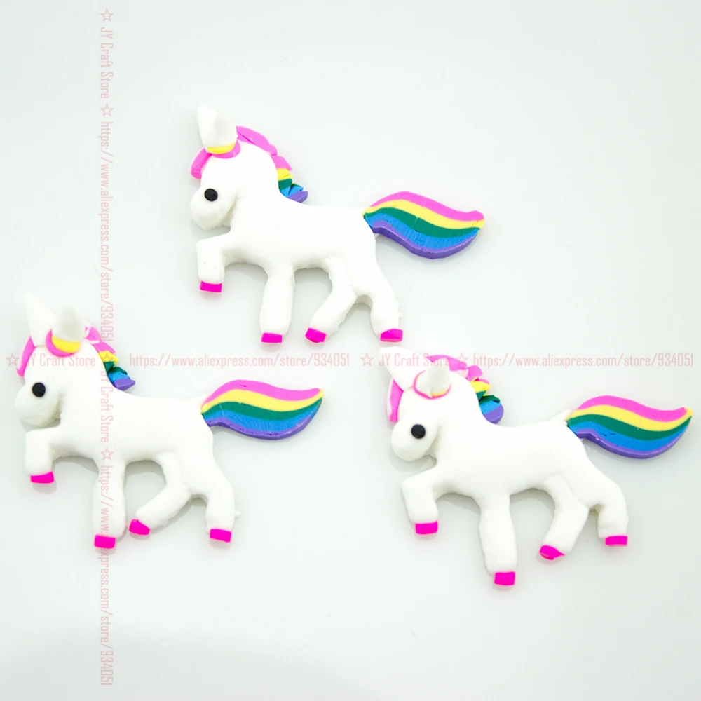 20 шт. ручной работы радужные единороги из полимерной глины шармы единорог с