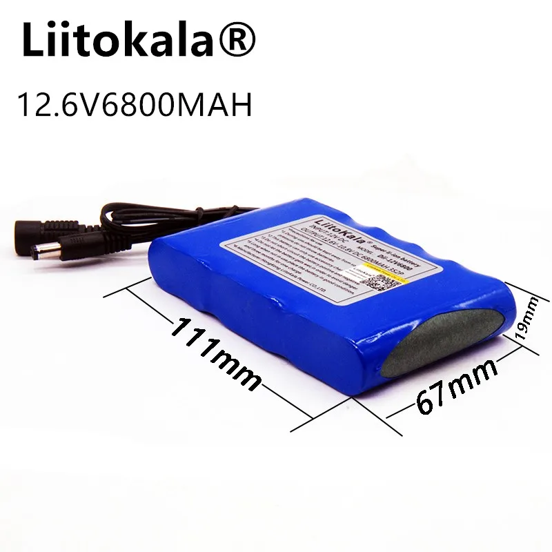 Liitokala портативный супер перезаряжаемый литий-ионный аккумулятор Емкость DC 12V mAh 6800 CCTV Cam монитор