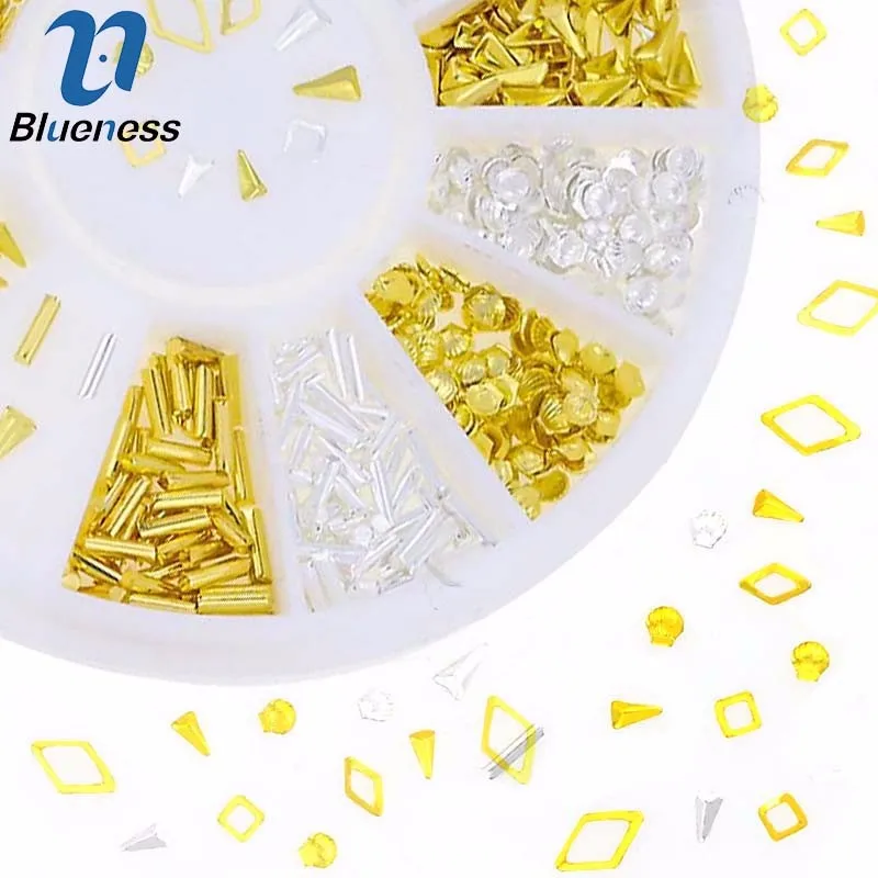 Blueness 3D украшение для ногтей Лидер продаж японские аксессуары для маникюра Золото Серебро 7 графика смешанный дизайн для красоты ногтей ZP260