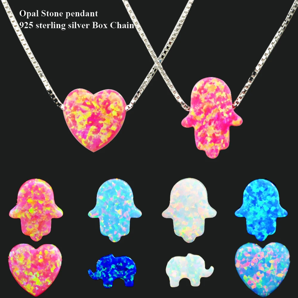 BOG-Hohe Qaulity Natürliche Opal Stein Hand, Herz Elefant Anhänger mit Box Kette Frauen Choker Halskette