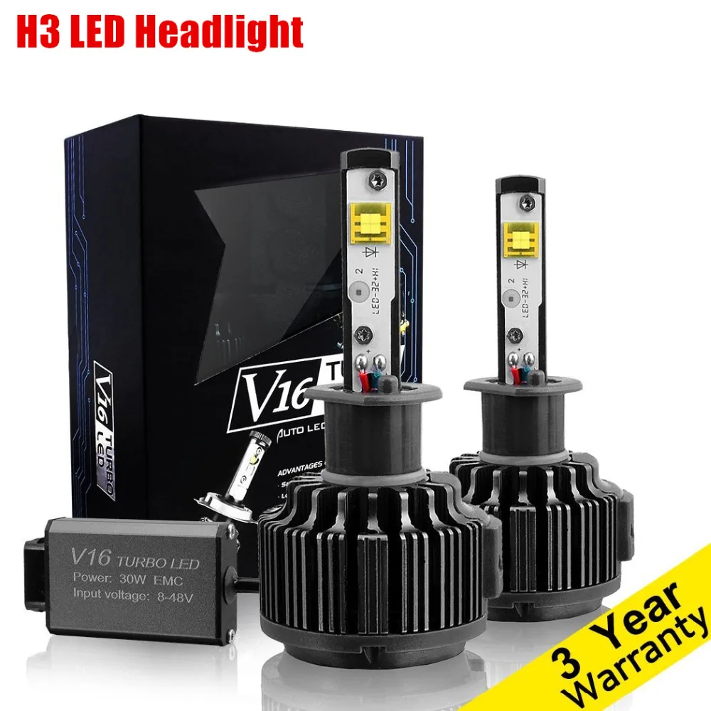 

Super Bright Car LED Headlight Conversion Kit H3 LED Head Light For Fog DRL Daytime Light Source 7200Lm 60W 6000K Cool White