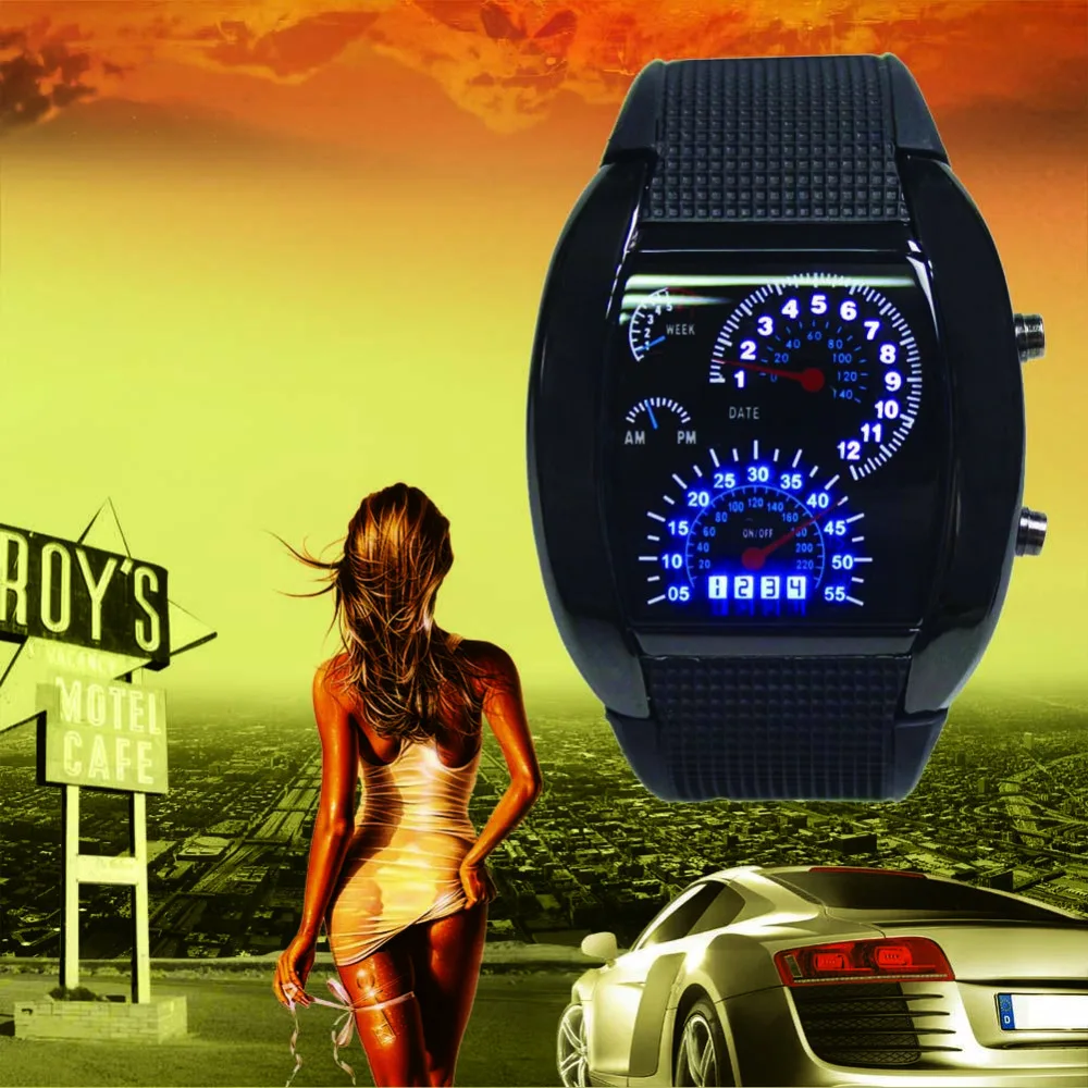 Мода 2017 авиационный турбо циферблат светящиеся светодиодные часы подарок для