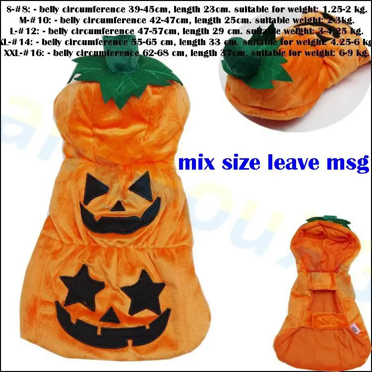 PumpkinWithHat Mixed 10pcs Halloween Party festival Cat Clothes Teddy Puppy Dog hamburger Clothes Winter Hot Dog Pet Winter vest Halloween decoration - Цвет: PumpkinWithHat Mixed