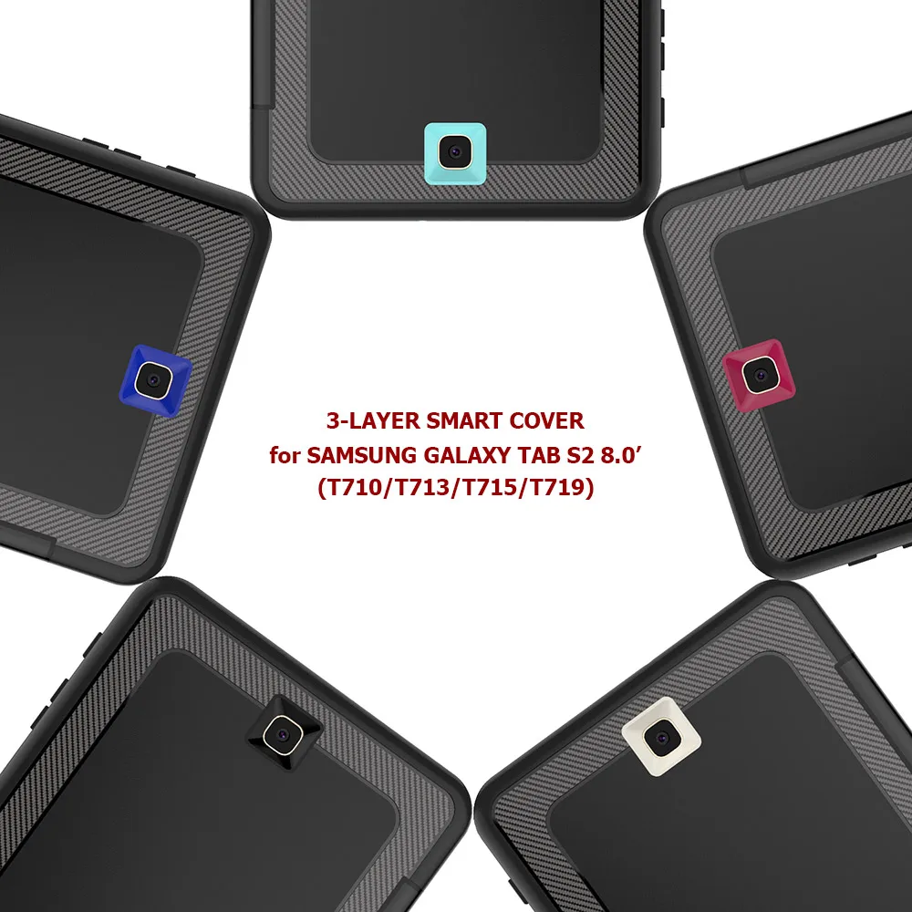 Для samsung Galaxy Tab S2 8,0 SM-T710 T715 3-Слои Smart Cover чехол противоударный ПК+ ТПУ повышенной прочности и защищенности противоударный ТПУ+ ПУ Складной чехол-подставка для планшета чехол