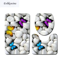 Free Shipping pcs Butterfly Stone Ocean Bath Mats Anti Slip Bathroom Mat Set Tapete Banheiro Washable Toilet Rug Alfombra Bano