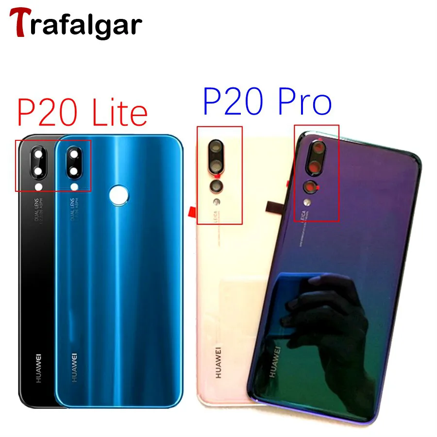 Для huawei P20 Pro крышка батареи Задняя стеклянная Задняя Дверь Корпус чехол панель+ объектив камеры для huawei P20 Lite крышка батареи Nova 3e