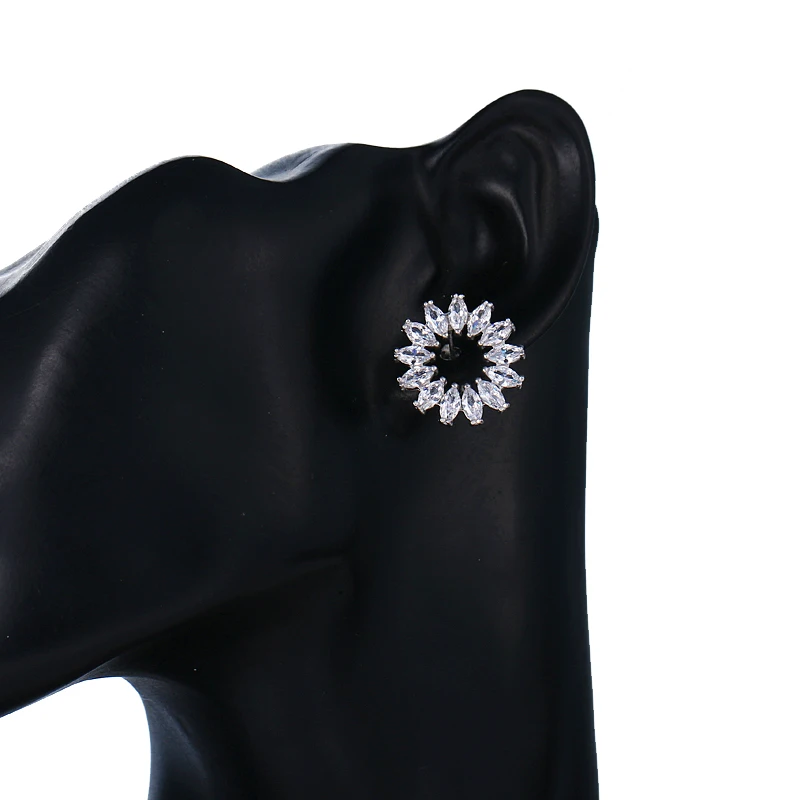 Серьги гвоздики серебряного цвета с прозрачным фианитом|stud earrings|earring studs earringsearrings