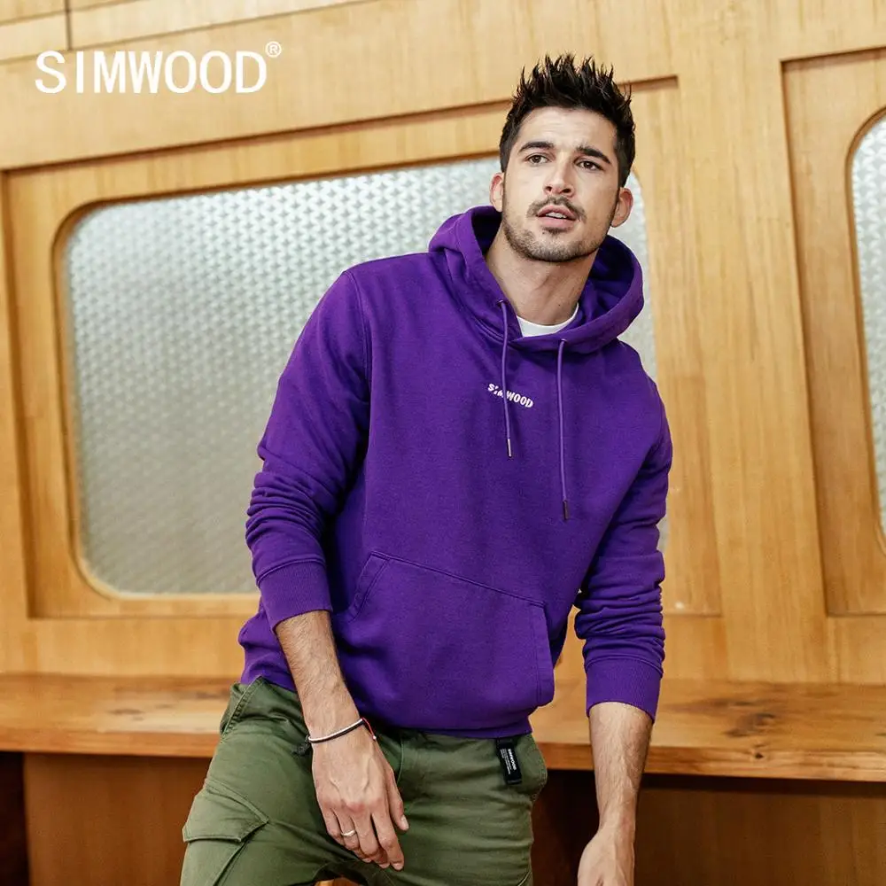 SIMWOOD, модные толстовки, мужские, повседневные, в стиле хип-хоп, с вышивкой, с капюшоном, хлопок, уличная одежда, толстовки, обычная посадка размера плюс 180492