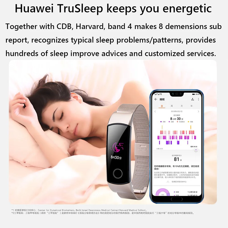 Смарт-браслет huawei Honor Band 4, фитнес-Смарт-часы, браслет, пульсометр, спящий, спортивный, водонепроницаемый, пригодный для носки