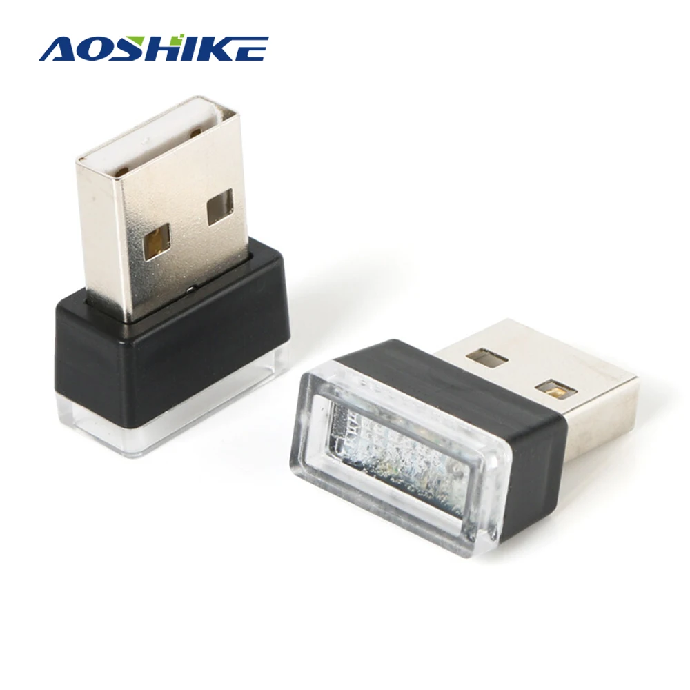 AOSHIKE, 1 шт., Автомобильный USB светодиодный светильник, декоративная лампа, аварийное освещение, универсальный, портативный, подключи и работай
