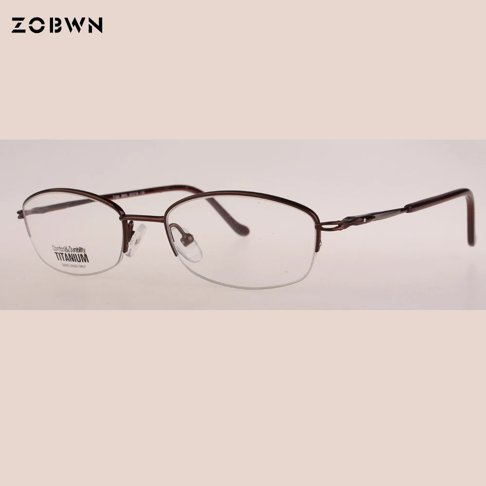 Женские титановые очки ZOBWN унисекс светильник с полуободком коричневый