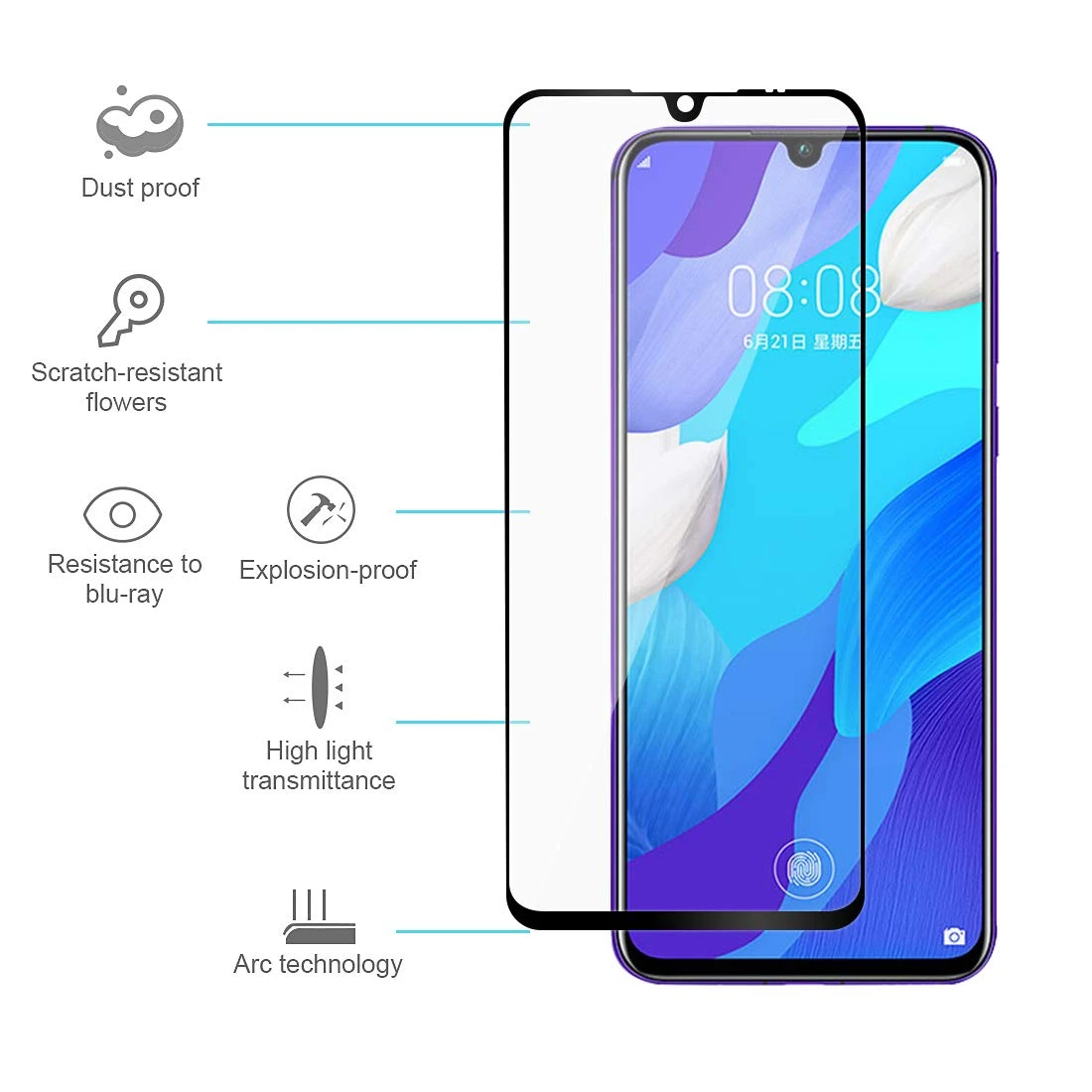 Для Huawei Nova 5 5i Pro Полное покрытие 9H 0 3 мм закаленное стекло для защита экрана от