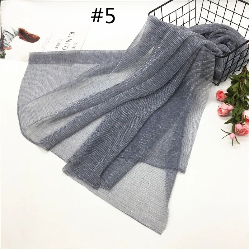 Шарф с шиммером для женщин простой металлический шарф модные женские хиджабы