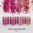 Потирание ногтей 10 мл блестящая пудра для ногтей 1 мм блестки смесь Блестящий хромовый розовый пигмент металлический блеск пыль Маникюр голографическое искусство ногтей украшения